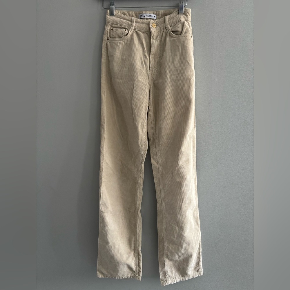 Zara Women's Straight Leg Jeans in Tan Size 00 Tall Long Inseam 32-34 inches